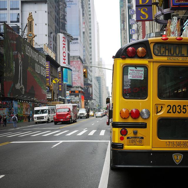 Be careful when passing a school bus in NYC!